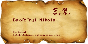 Bakányi Nikola névjegykártya