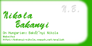 nikola bakanyi business card